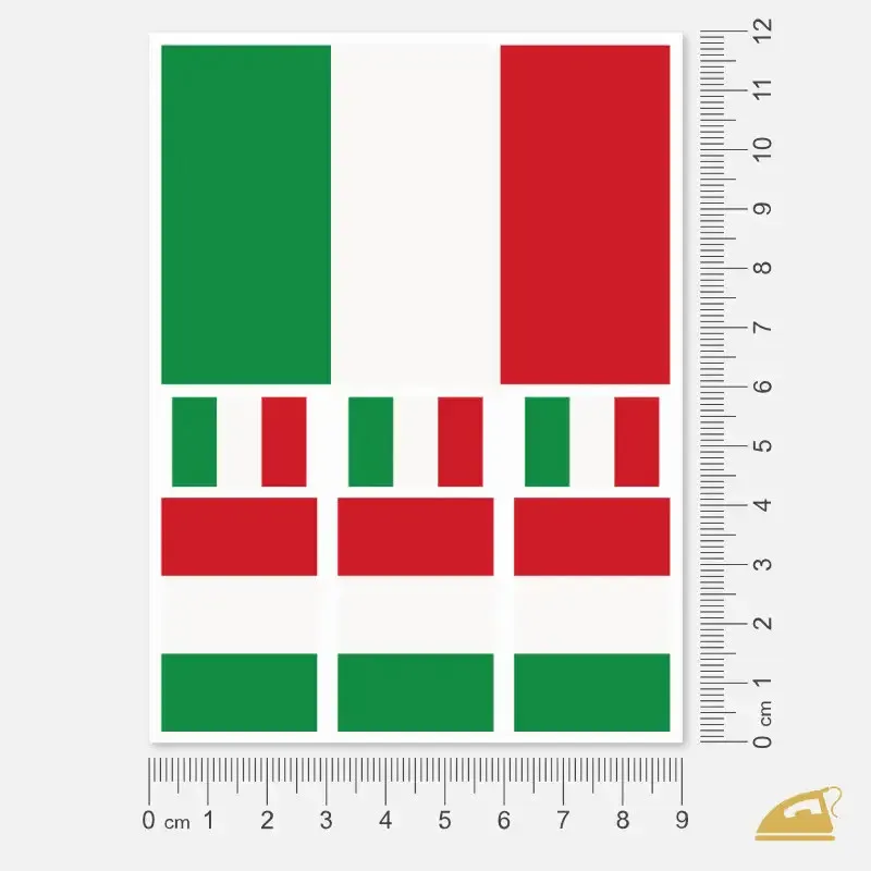 Nažehlovací potisk na oděvy - Italská vlajka 7 kusů.