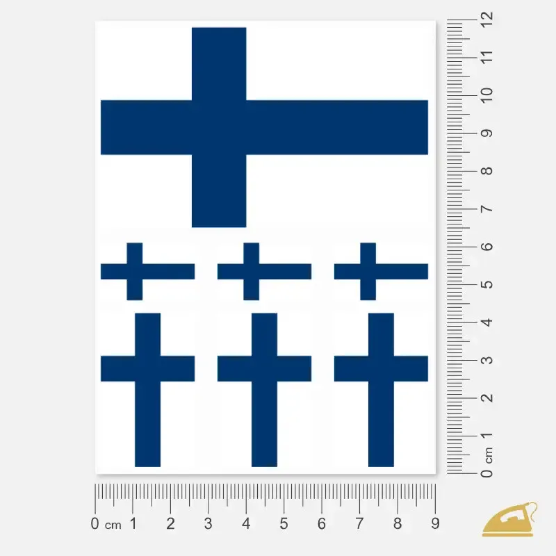 Nažehlovací potisk na oblečení - vlajky Finsko 7 kusů.