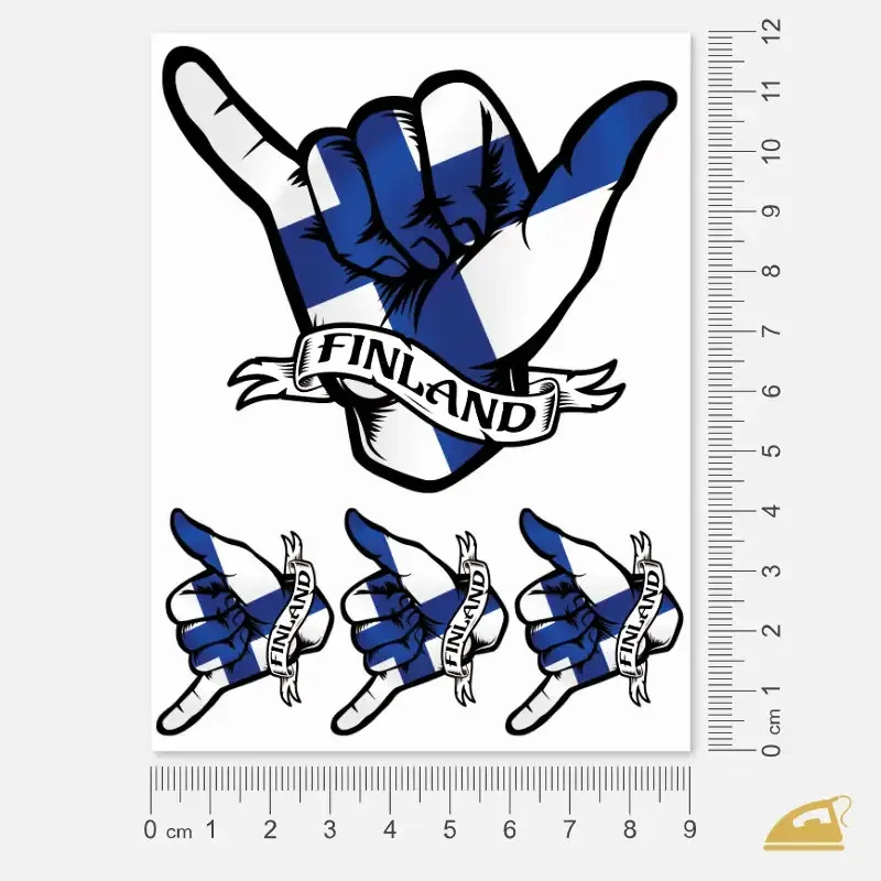 Nažehlovací potisk na oděvy pro fanoušky a přátele Finska - finská vlajka - shaka.