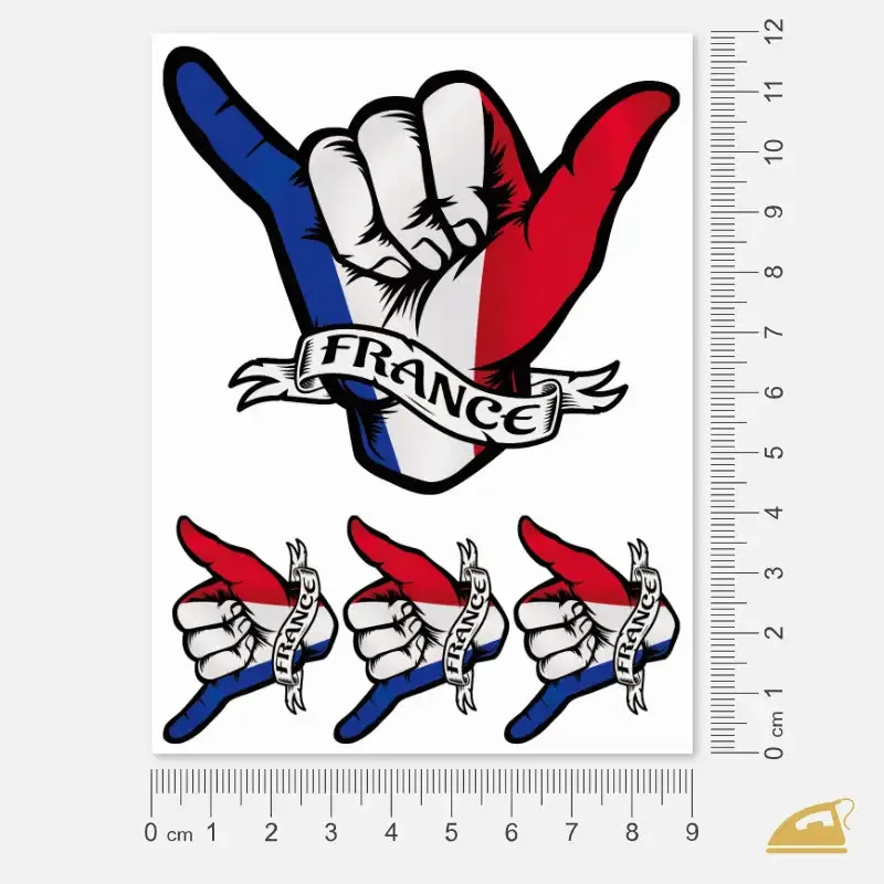 Nažehlovací potisk na oděvy pro fanoušky a přátele Francie - francouzská vlajka - shaka.