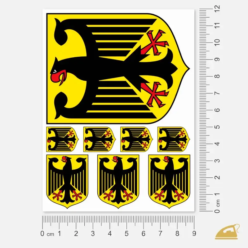 Potisk na oděvy k nažehlení žehličkou - znak Německo 8 ks.