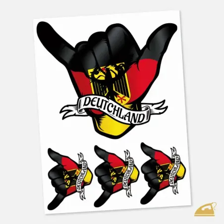 Nažehlovačka symbolu shaka v německých barvách.