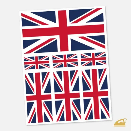 Nažehlovací potisk na textil - vlajky Velké Británie 7 ks.