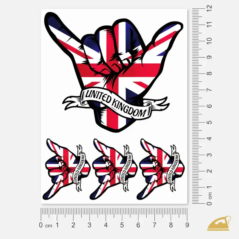 Shaka symbol United Kingdom - Británie - jako nažehlovačka na textil.