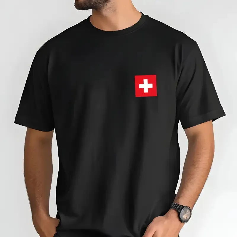 Nažehlovačka švýcarské vlajky na trička, mikiny i kšiltovky.