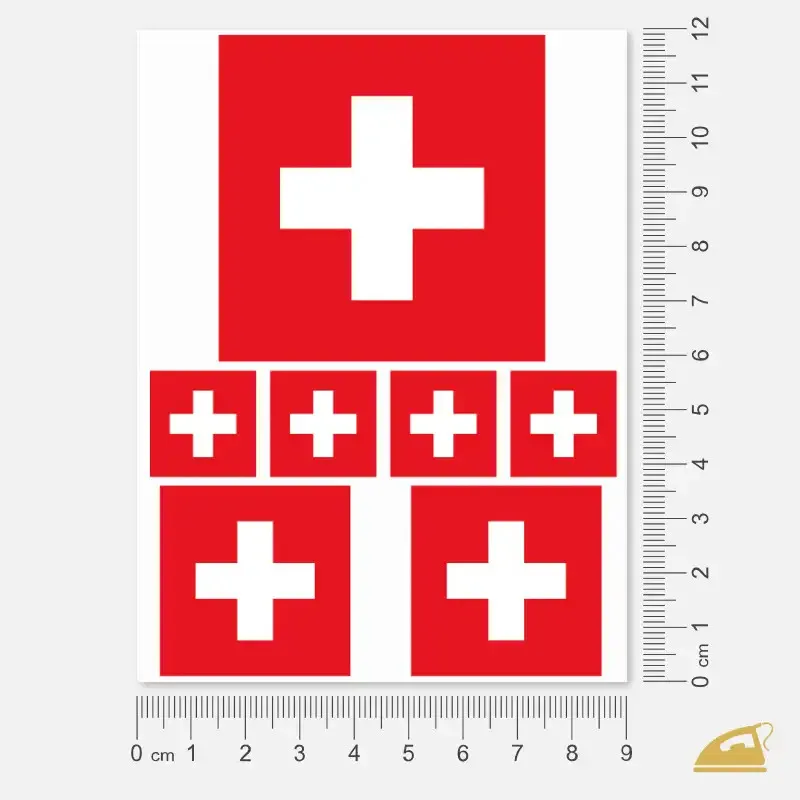 Nažehlovací potisk k domácímu nažehlení - Švýcarská vlajka.