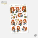 Mini samolepky do diáře se zrzkou ve svém čtecím koutku.