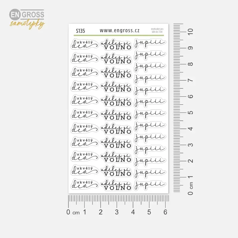 Funkční nálepky do diáře Udělej si volno, Jupí, Skvělý den.