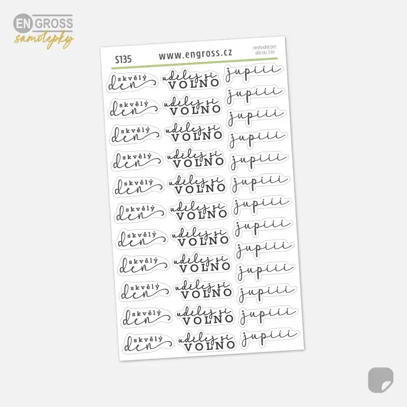 Nálepky do diáře Udělej si volno, Jupí, Skvělý den.