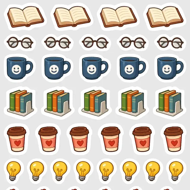 Mini samolepky do čtenářských deníků - knihy a literární žánry.