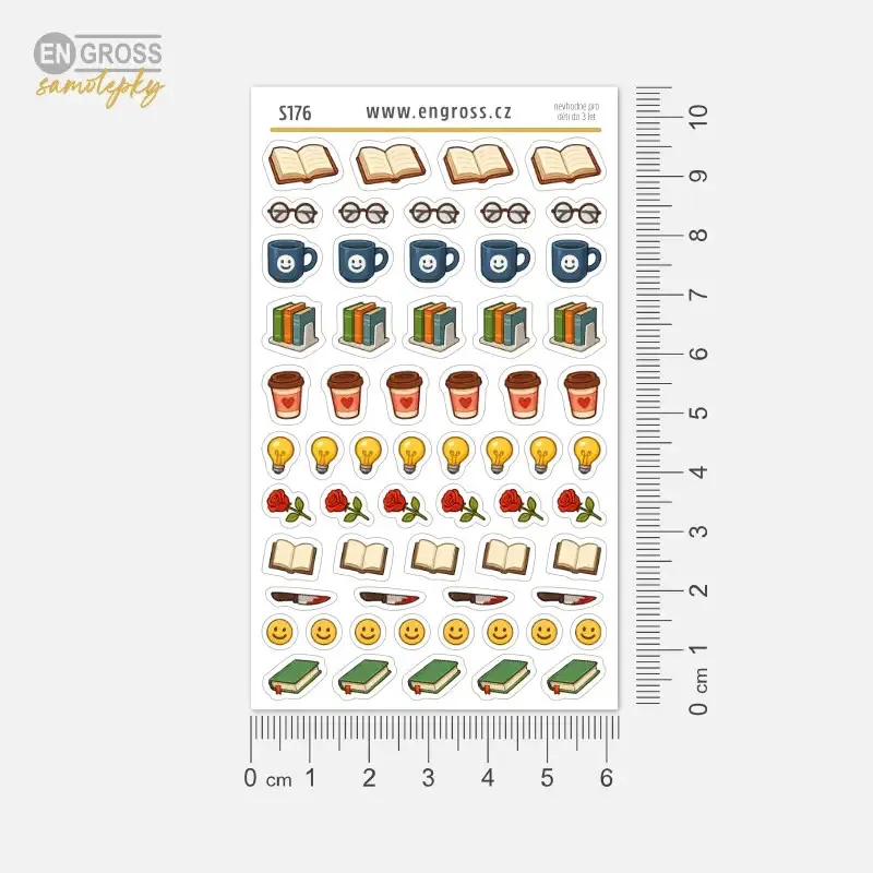 Malé samolepky pro plánování četby - knihy a knižní žánry.