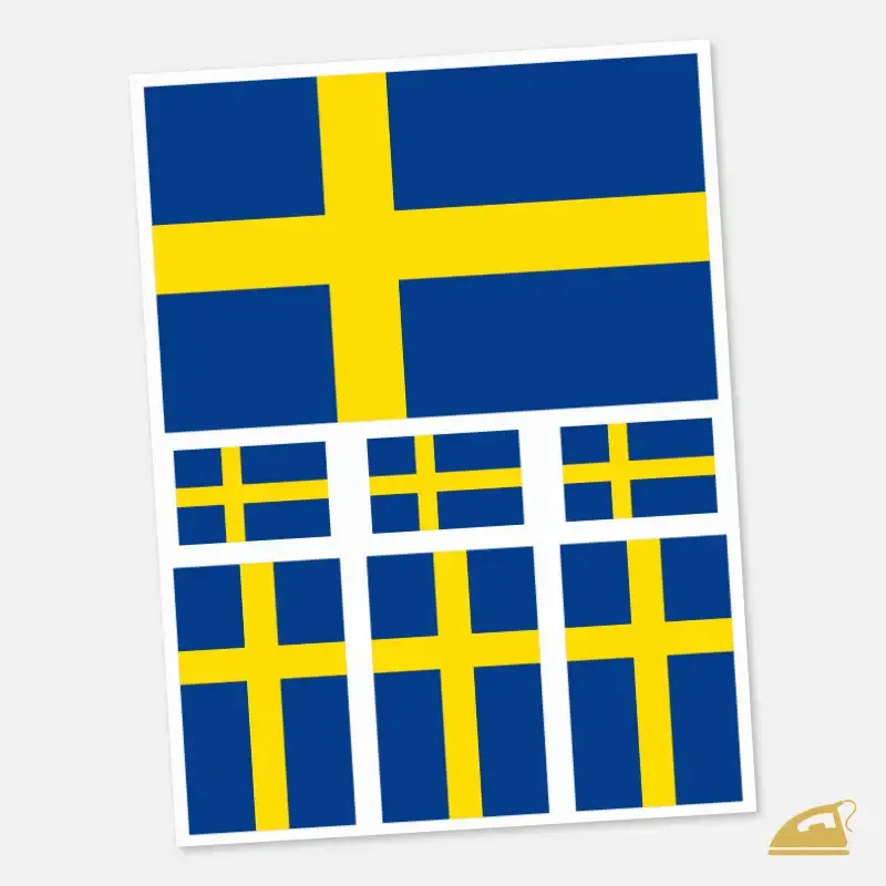 Nažehlovací potisk na textil - švédská vlajka.
