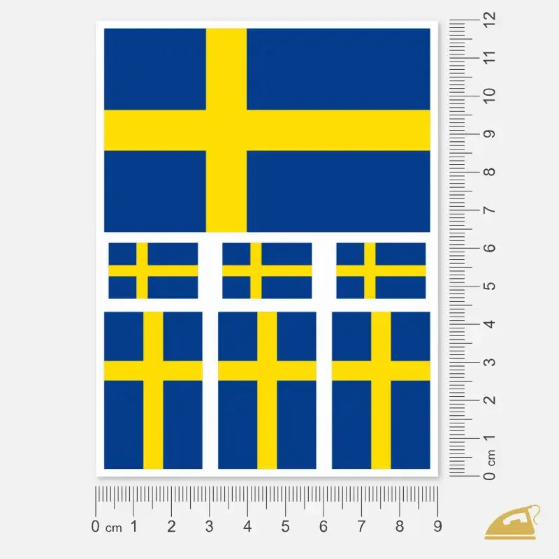 Nažehlovačka k nažehlení žehličkou - vlajky Švédsko 7 ks.