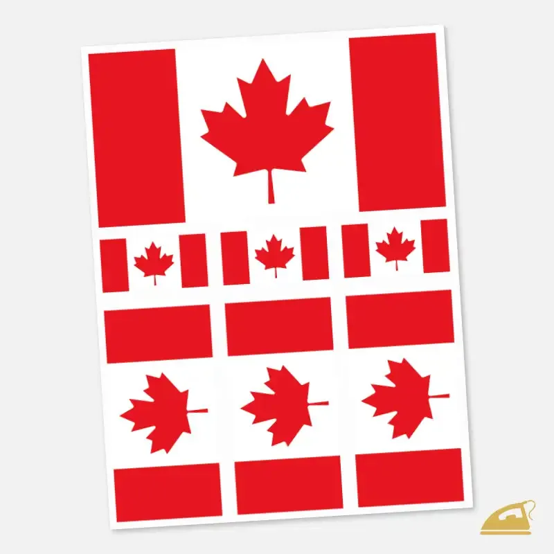 Nažehlovací potisk - vlajka Kanady, k nažehlení na textil.