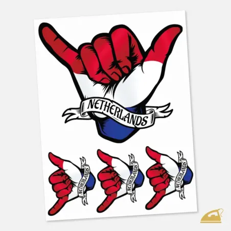 Nažehlovací potisk na oblečení - shaka symbol Holandsko.