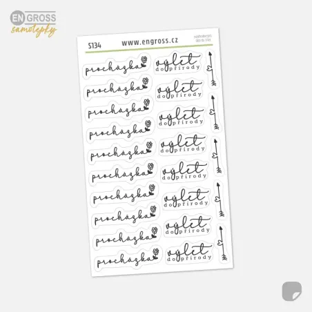 Samolepky do diáře Procházka, Výlet do přírody, Šipka.