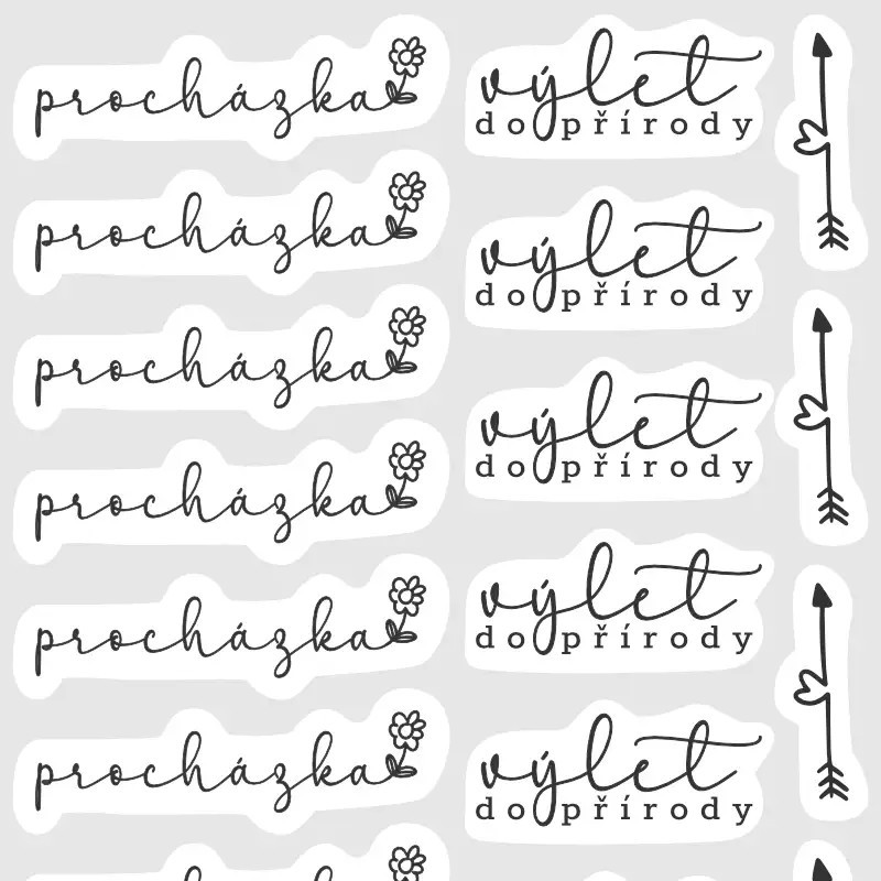 Plánovací samolepky Procházka, Výlet do přírody, Šipka.