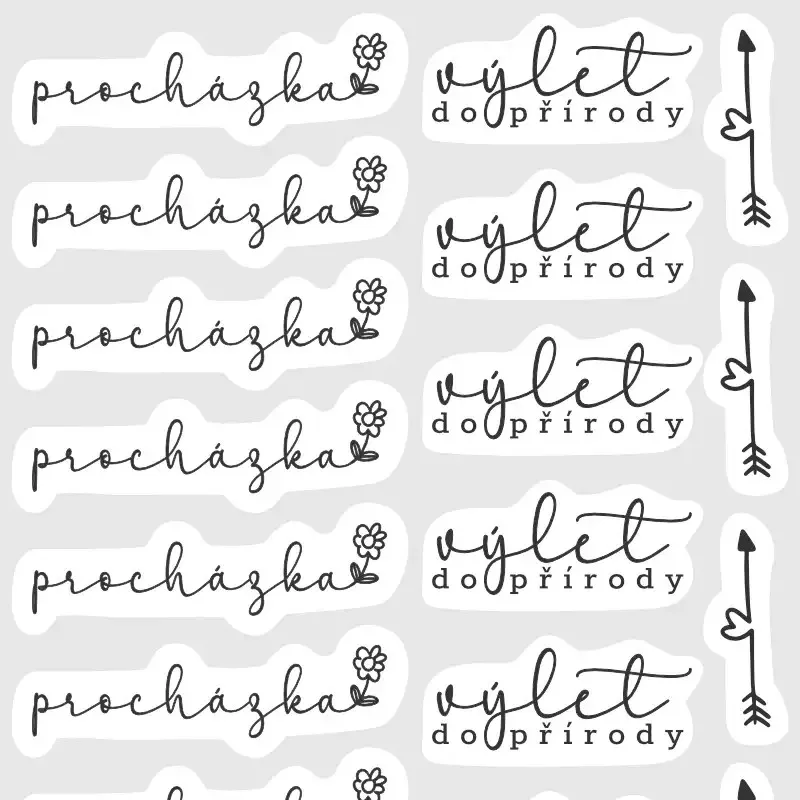 Plánovací samolepky Procházka, Výlet do přírody, Šipka.