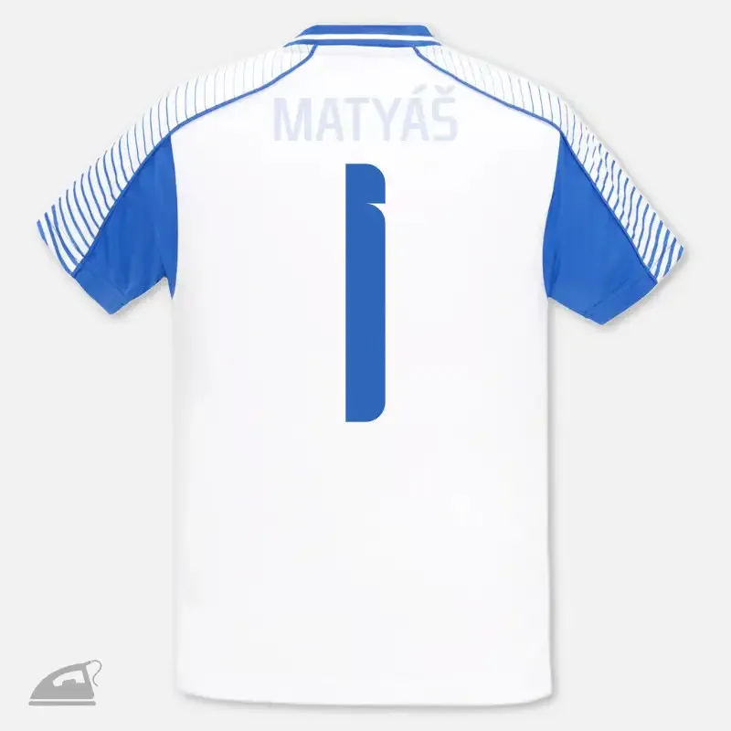 Modré nažehlovací číslo 1 na fotbalové a sprtovní dresy k domácímu zažehlení.