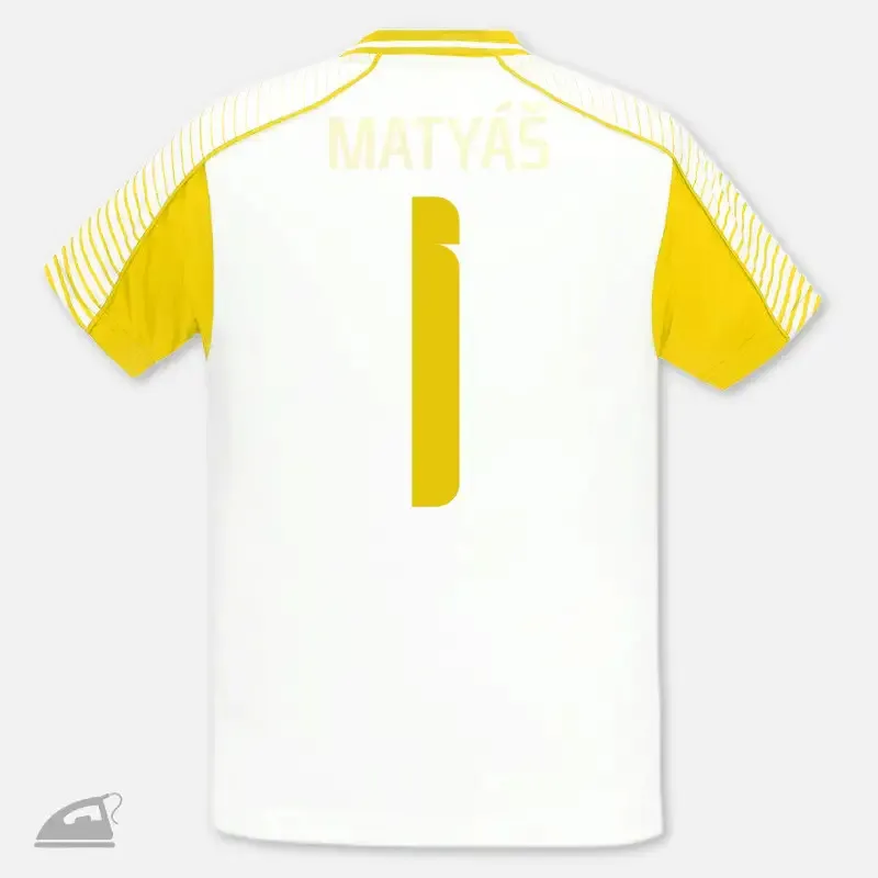 Žluté nažehlovací číslo 1 na fotbalové a sprtovní dresy k domácímu zažehlení.