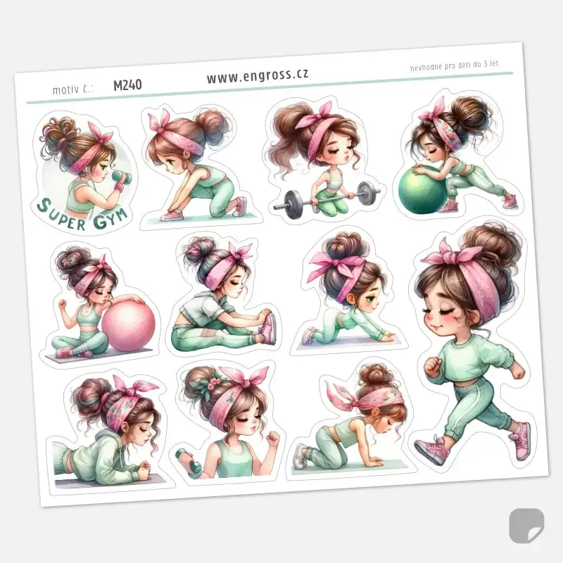 Samolepky holčičí cvičení a posilování