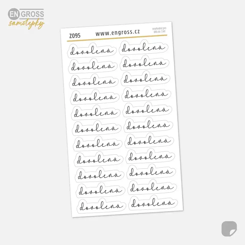 Samolepky do diáře s textem "dovolená".