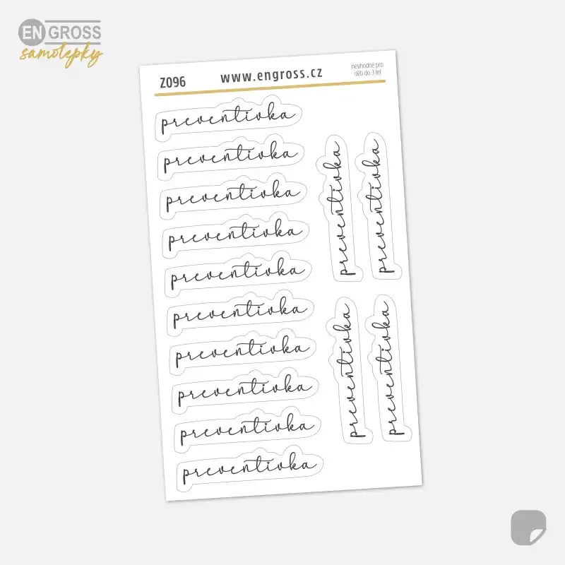 Textové samolepky do diáře - preventivka.