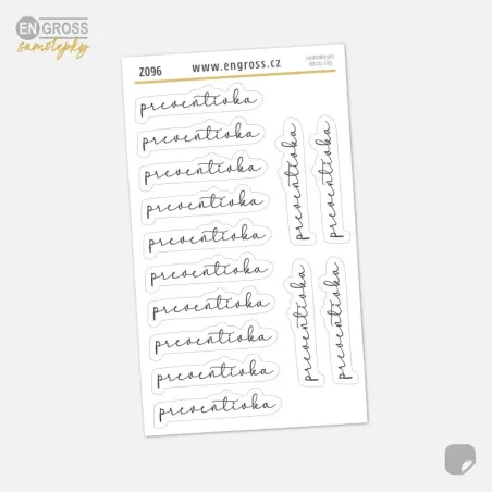 Textové samolepky do diáře - preventivka.