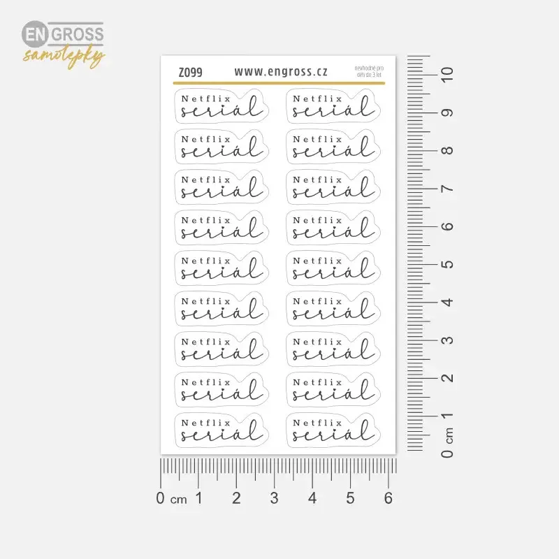 Textové samolepky Netflix seriál ti v diáři připomenou tvůj oblíbený pořad.