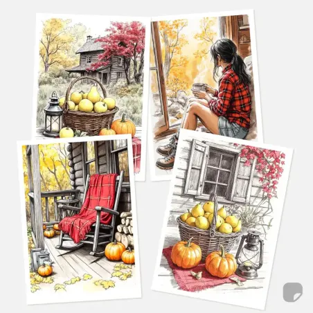 Velké samolepky do diáře v pozdimních tónech a víkendem ve srubu.