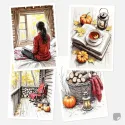 Velké samolepky do diáře s pozimními zátišími a romantikou života ve srubu.
