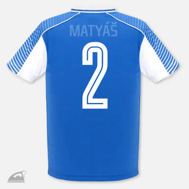 Modré nažehlovací číslo 2 na sportovní dres pro dospělé k domácímu nažehlení.