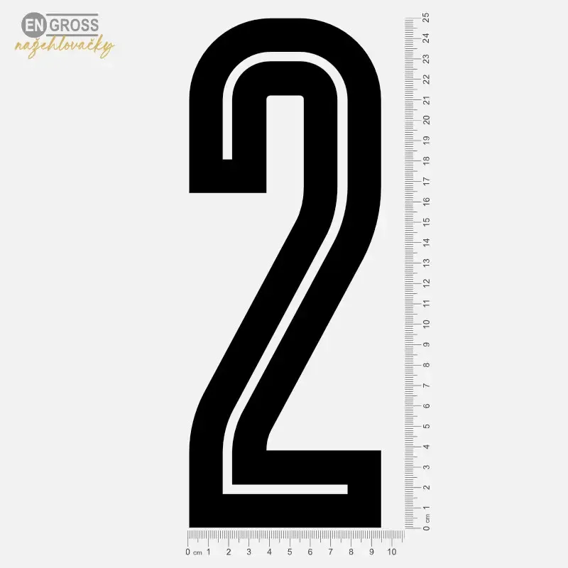 Nažehlovací číslice 2 na fotbalový dres pro dospělé k domácímu nažehlení.