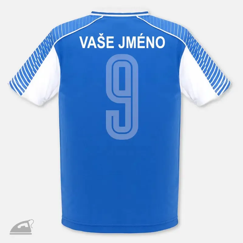 Bílá nažehlovačka jména nebo názvu sportovního klubu na záda dresu - výroba na přání.