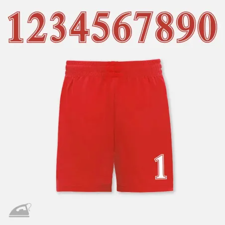 Malá nažehlovací čísla na sportovní a fotbalové dresy a trenýrky.