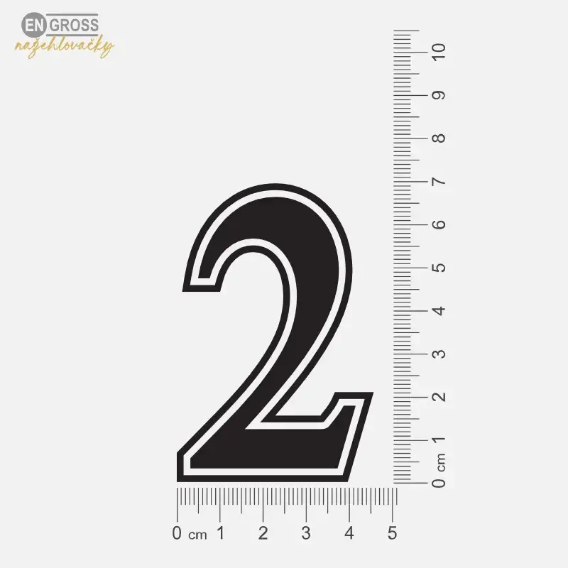 Nažehlovačka malé číslice 2 na sportovní a fotbalové dresy a trenýrky.