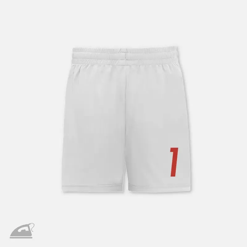 Červené nažehlovací číslo 1 na předek sportovního dresu nebo trenýrky.