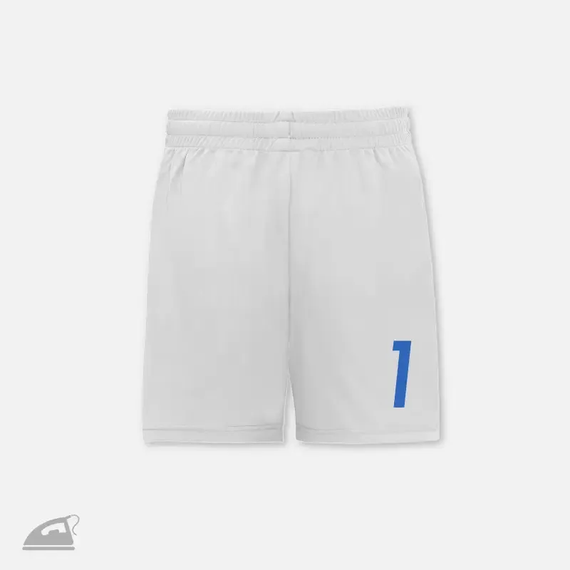 Modré nažehlovací číslo 1 na předek sportovního dresu nebo trenýrky.
