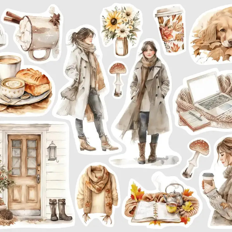 Podzimní nálada na aršíku samolepek pro plánování.