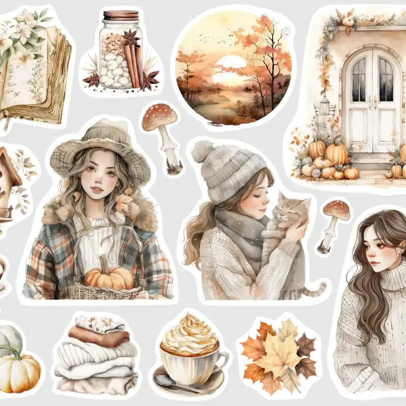 Samolepky s podzimní náladou – pro bullet journal, deník i diář laděný do přírodních tónů.