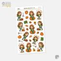 Podzimní mini samolepky do diáře s Brunetkou – hrabání listí a dýně.