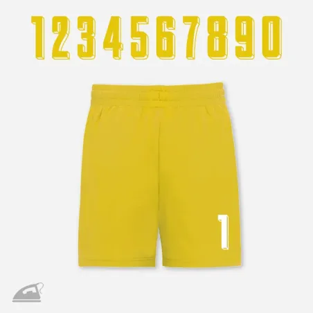 Nažehlovací číslice 0-9 na trenýrky nebo předek sportovních fotbalových dresů.