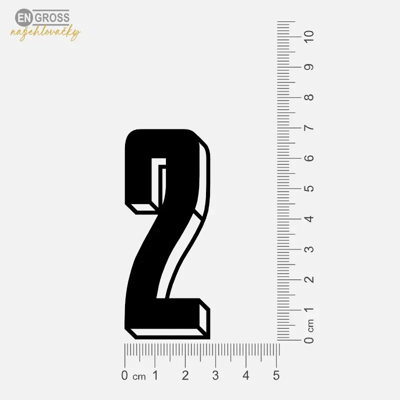 Nažehlovací číslice 2, výška 7 cm, k domácímu nažehlení žehličkou.