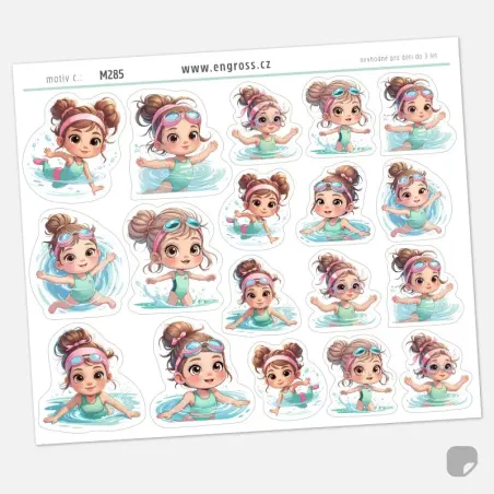 Samolepky holčičky - plavání.