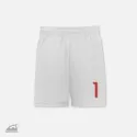 Červené nažehlovací číslo 1 na fotbalový sportovní dres nebo trenýrky.
