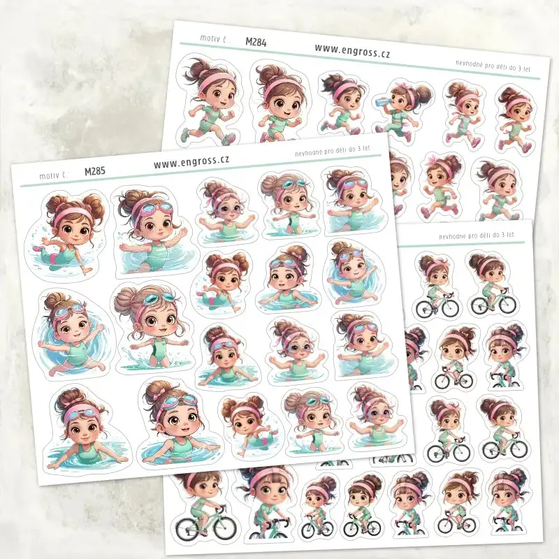Samolepky holčičí cvičení.