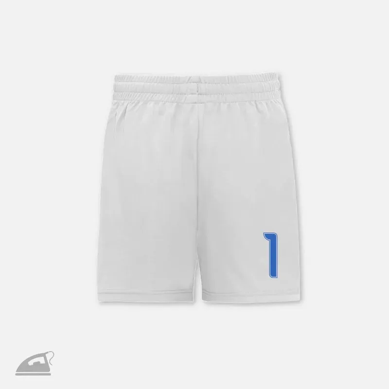Modré nažehlovací číslo 1 na fotbalový sportovní dres nebo trenýrky.