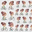 Nálepky holčička na kole.