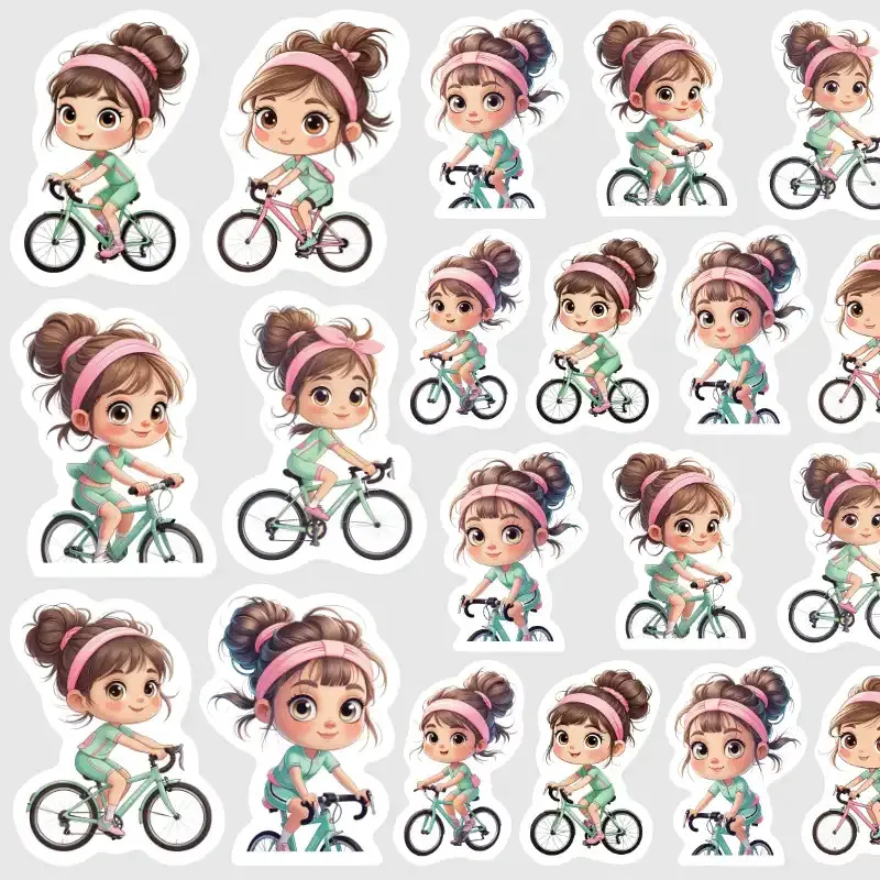 Nálepky holčička na kole.