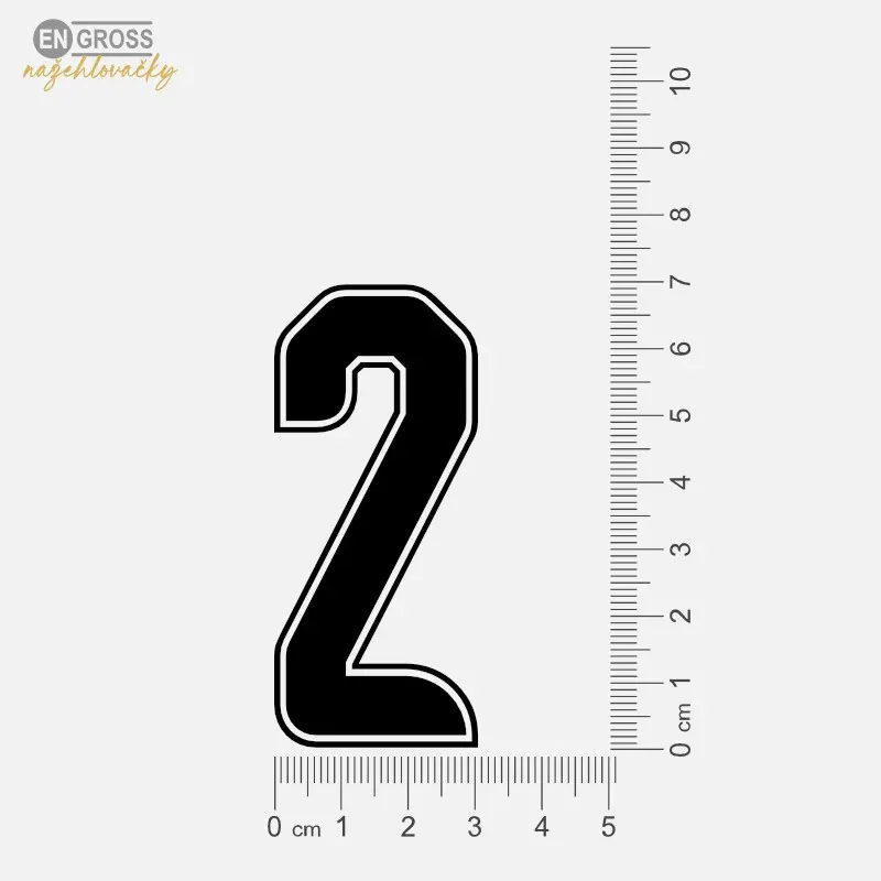 Nažehlovací číslo 2 na fotbalový sportovní dres nebo trenýrky.